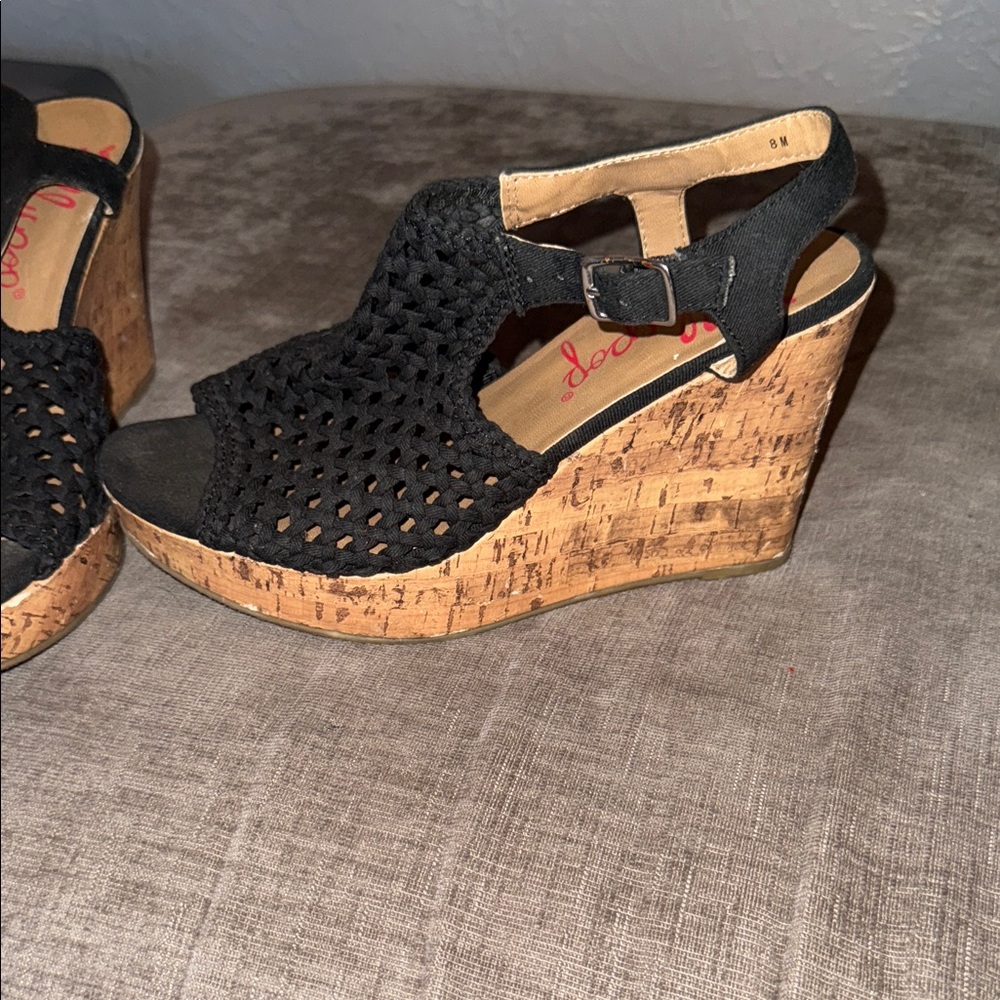 Jelly pop  Black Woven Slingback Sandals